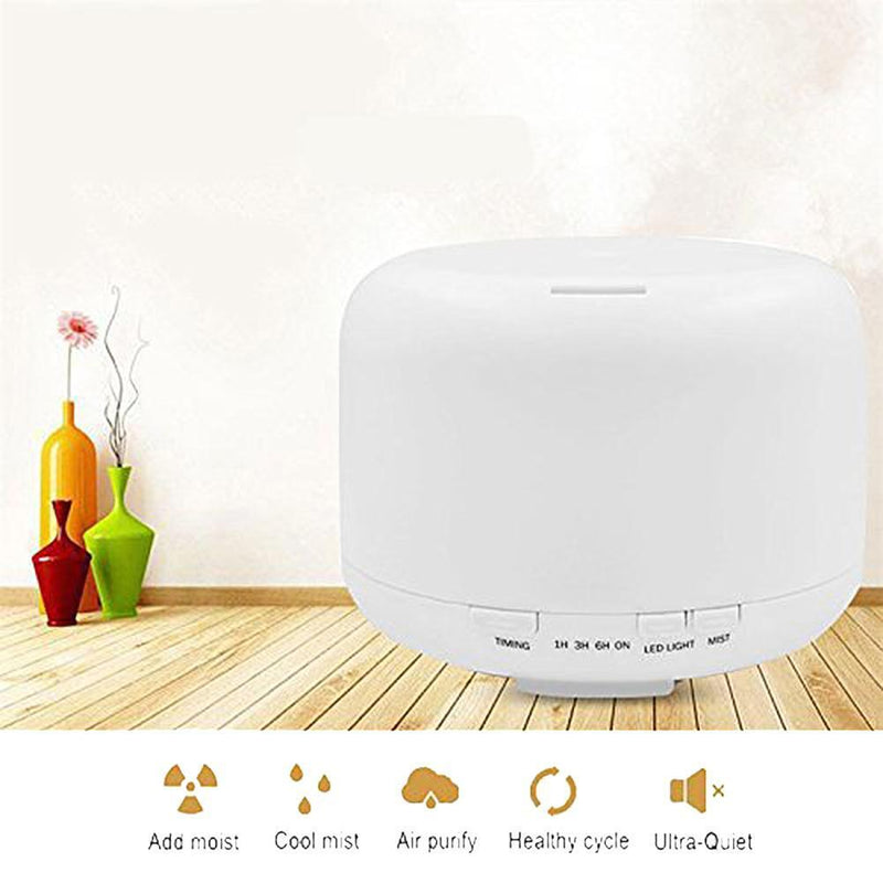 500ML Ultrasonic Timer Humidifier LED 2 Modes Aroma Essential Diffuser(EU)
