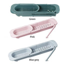 Telescopic Sink Shelf Soap Sponge Holder Drainer Storage Basket (Green)