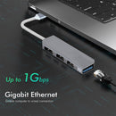 5Gbps USB HUB Extender 4 Port Multi USB 3.0 USB 2.0 Splitter Adapter (Grey)