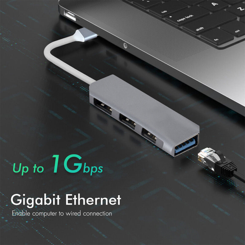 5Gbps USB HUB Extender 4 Port Multi USB 3.0 USB 2.0 Splitter Adapter (Grey)