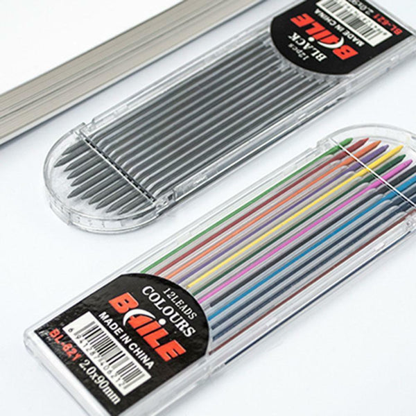 POPly 2.0mm 2B Colored Pencil Lead 2mm Mechanical Clutch Refill 12`Colors Z1H6