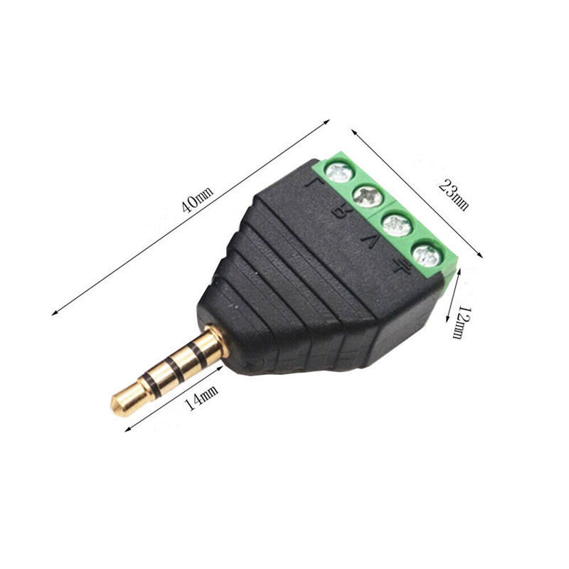 2-Pack 3.5mm 1/8" TRRS Male Jack to AV 4-Screw Terminal Block Balun Connector