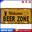 Welcome Beer Zone License Plate Metal Tin Sign Plaque for Bar Pub Club Cafe