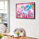 5D Drill DIY Diamond Round Mosaic Painting Full Kit Pink Horn Horse Room Decor