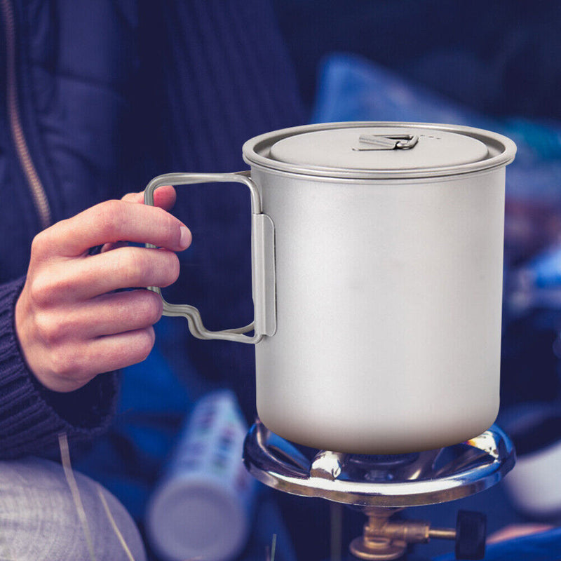 750ml Lightweight Camping Mug Travel Wild Survival Cooking Cookware Titaniu