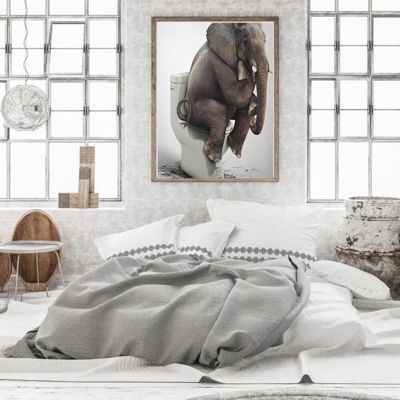 Toilet Elephant Oil Paint By Numbers Kits Canvas DIY Coloring Picture Craft