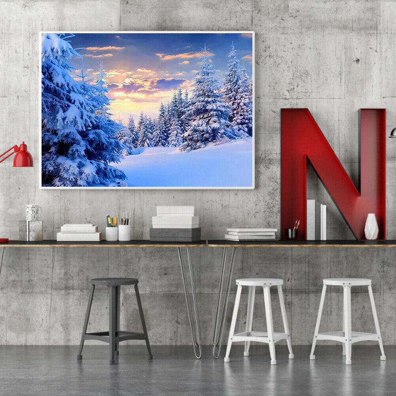 Canvas Paint By Numbers Snow Forest Oil Hand Painted Drawing Kit Home Decoration