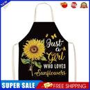Sunflower Printed Linen Apron Waterproof Kitchen Cooking Bibs (82x68cm)