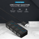 4 Port High Speed USB 2.0 Hub Multi Power Adapter for Laptop Desktop Computer