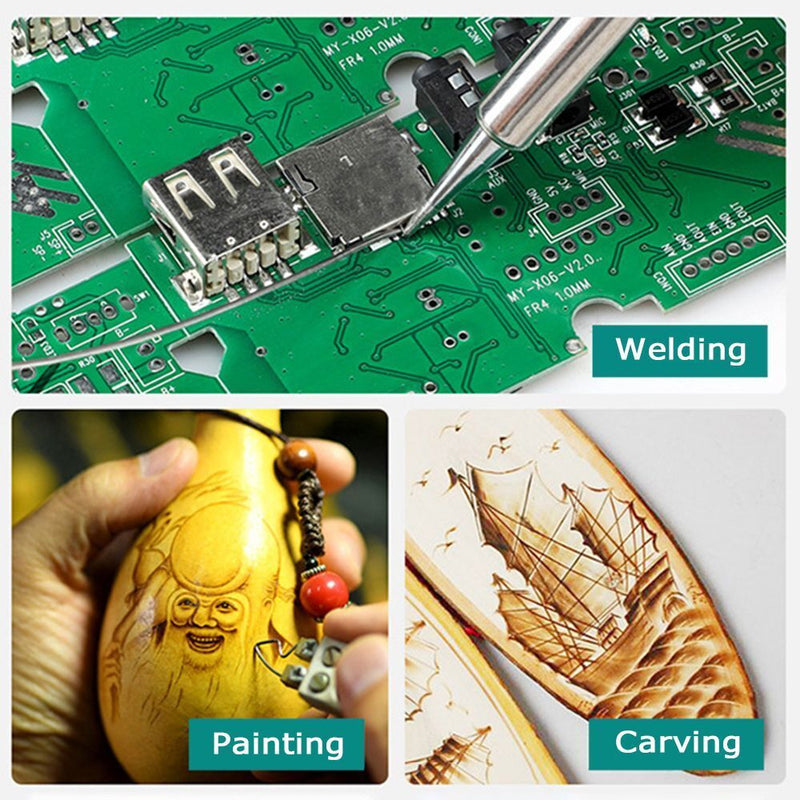 Pyrography Marking Wood Burning Pen Tips Kit Soldering Iron Head Set Stencil