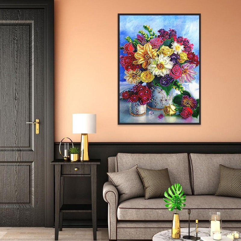 5D DIY Flower Special Shaped Diamond Painting Cross Stitch Kits Bedroom Wall Art