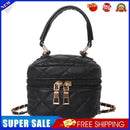 Women PU Leather Lattice Messenger Bag Chain Mini Crossbody Bag (Black)