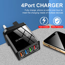 4 Ports USB Charger for Mobile Phone 4USB Wall Charging Adapter with LED Light