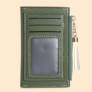Multi-slot Wallet Mini Lady Leather Coin Purse Solid Color Zipper Purse Card