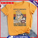 Fashion Kitty Biscuits Short Sleeve T-Shirt (Mustard Yellow XL) -01277