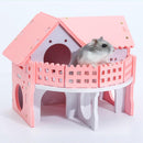 Small Pet Sleeping Wooden House Hamster Net Ecological Double Decker-Lei