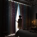 Gradient Hollow Star Curtain Bedroom Full Blackout Window Drapes (Purple)