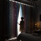 Gradient Hollow Star Curtain Bedroom Full Blackout Window Drapes (Purple)