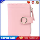 Cute Clutch Women Bifold Purse Solid Color Leather Card Holder (Light Pink)