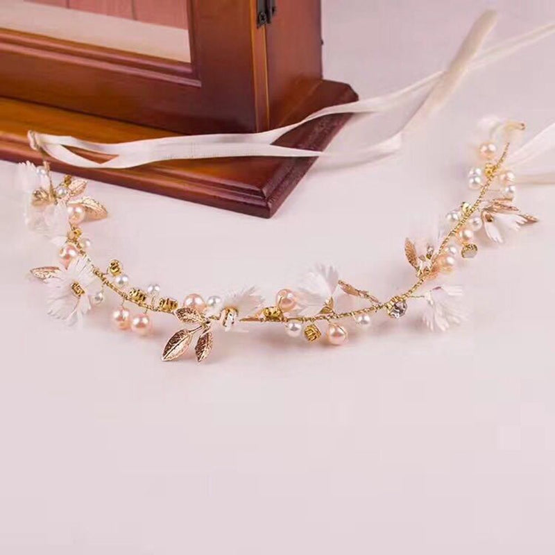 Women Floral Garland Flower Hairband Crystal Crown Headband Daisy Headwear