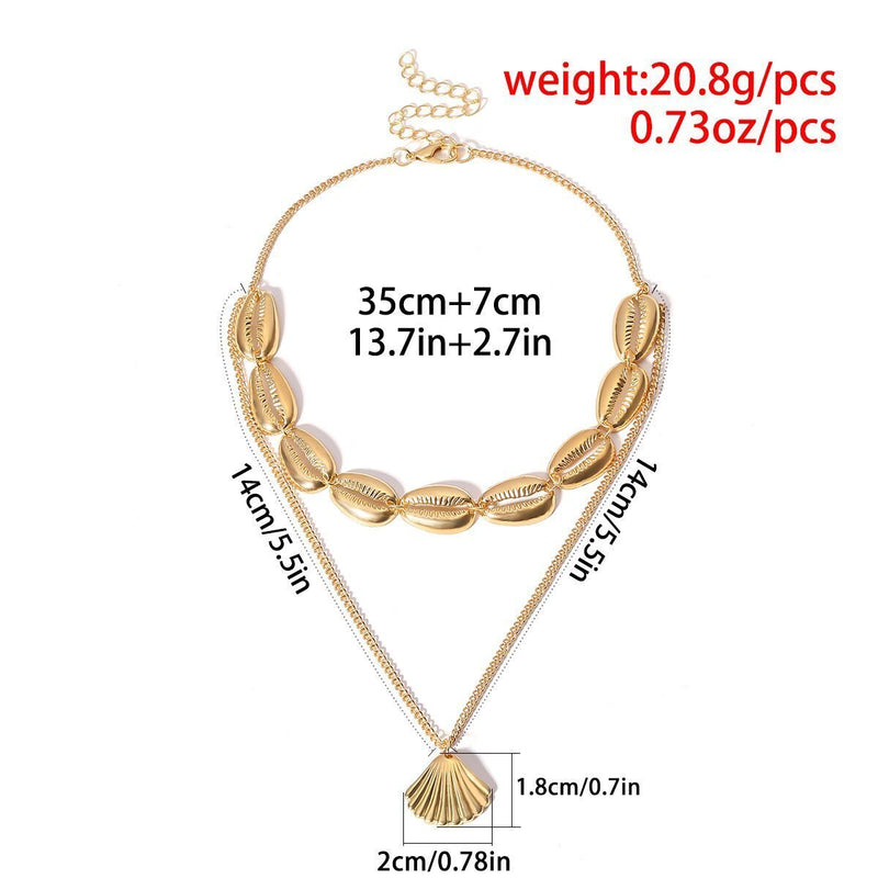 Women Cowry Seashell Pendant Multilayer Shell Necklace Beach Jewelry Bohemian