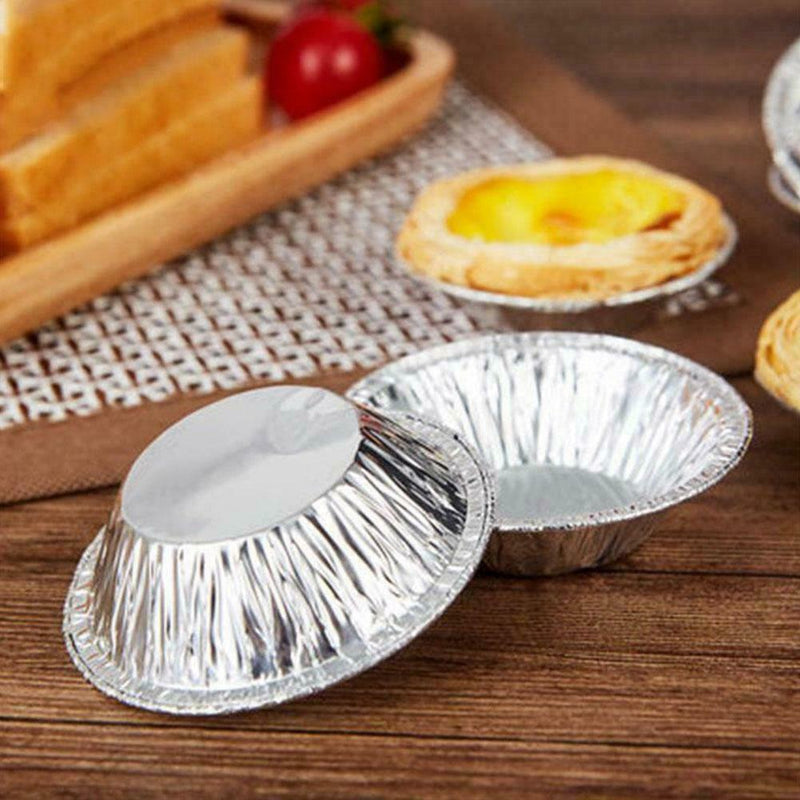 100* Disposable Aluminum Foil Tart Pan Mini Pot Pie Tart Bake Tin Plate Sale