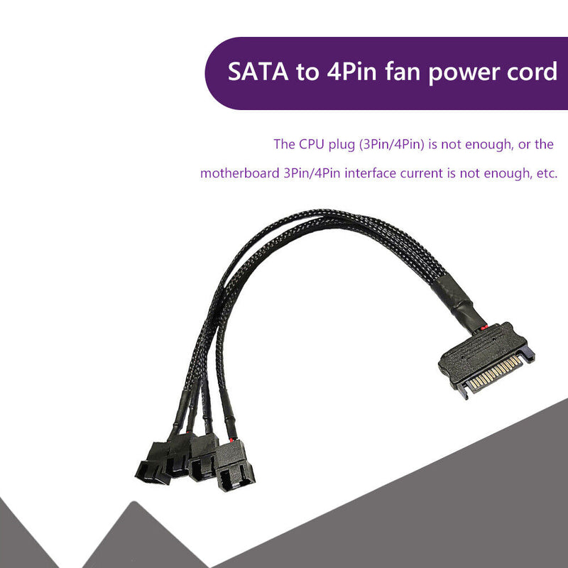 SATA Power Cable PC Cooling Fan Splitter Hub Converter (SATA to 4x4Pin)
