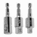 3pcs Hex Shank to 1/4 3/8 1/2 Extension Drill Bits Bar Bit Socket Adapter