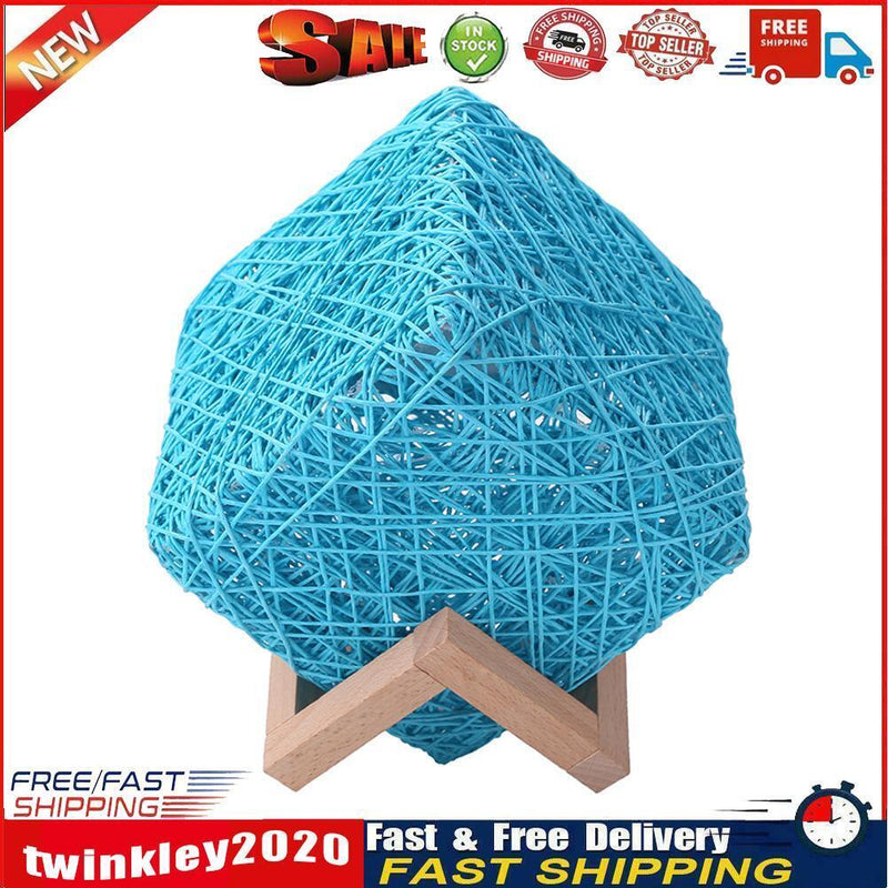 LED Square Bamboo Rattan Night Light Room Starry Sky Project Lamp (Blue) Newly