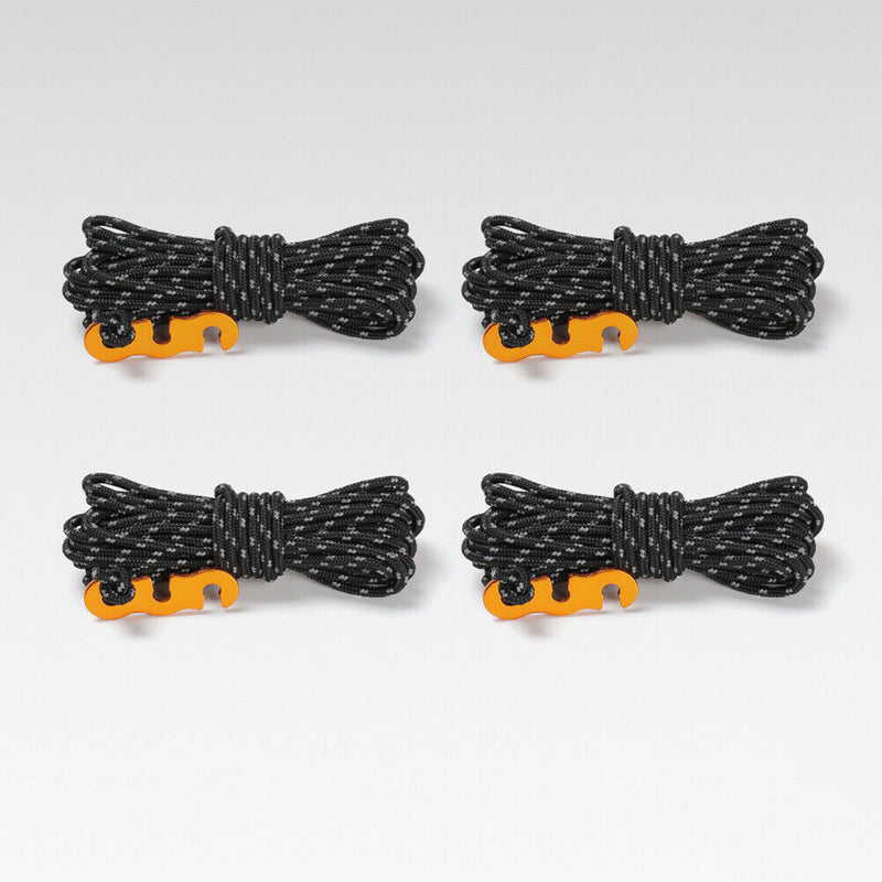4x Tent Paracord Cord Outdoor Camping Windproof Wind Rope Buckle (Black)
