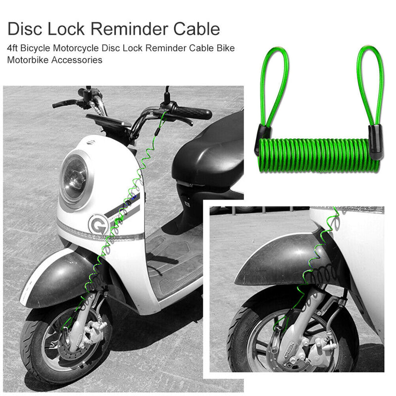 1.2m/4ft Bicycle Motorcycle Disc Lock Reminder Cable Bike Motorbike Accessori
