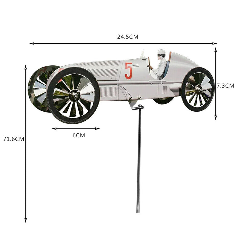 Metal Racer Windmill Aircraft Wind Spinners Outdoor Garden Yard Decor (C)
