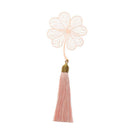 Cute Stationery Book Holder Apricot Chinese Style Tassel Metal Bookmark Leaf