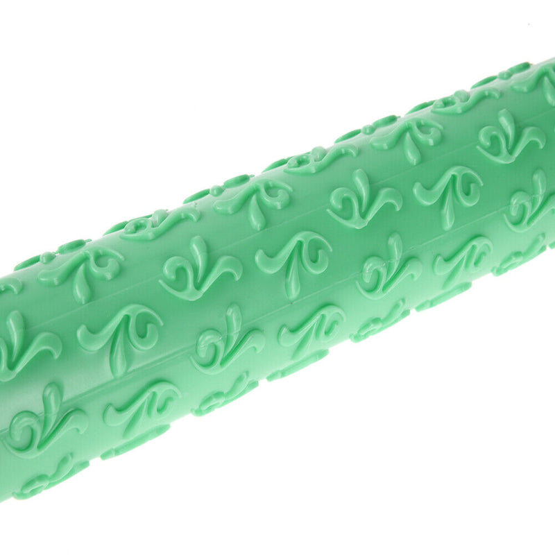 Rolling Pin Pattern Baking Tool Fondant Embossed Mold Cake Deco(Green)
