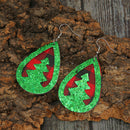 Women Retro Christmas Hollow Drop Earrings Fashion Plaid Contrast Color Dan