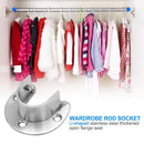 Stainless Steel U-Shaped Closet Rod End Wardrobe Hang Rail Pole Support Soc