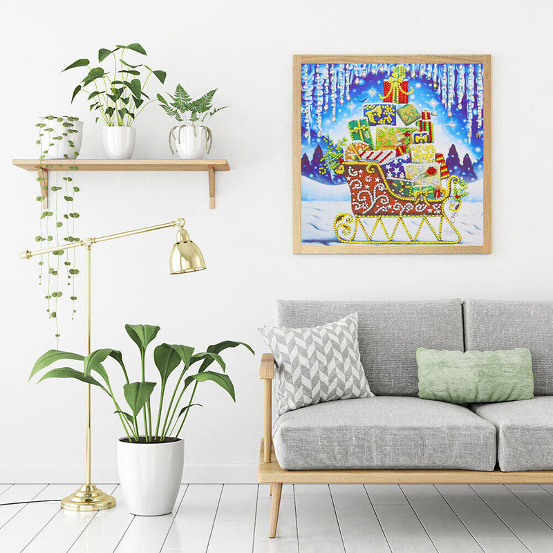 5D DIY Special Shaped Diamond Painting Sleigh Cross Stitch Mosaic Craft Kit
