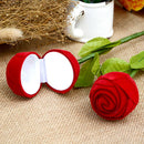 10pcs Rose Flower Flocking Ring Box Holder Wedding Valentine Packing Case