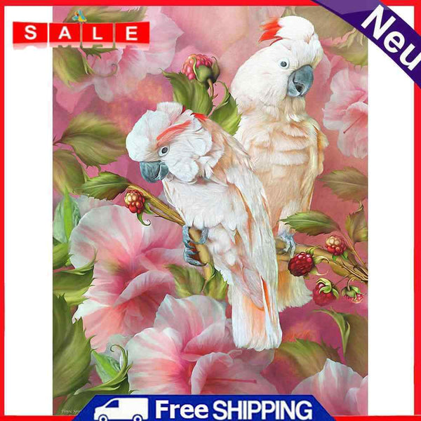 Full Round Drill Diamond Painting White Parrot Mosaic Drawing