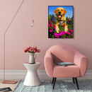 Dog Flower Diamond Painting 5D DIY Full Drill Embroidery Art Cross Stitch
