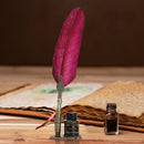 Retro Calligraphy Feather Dip Pen with 2 Nib Set Writing Gift Box (Red) Newly