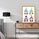 DIY Cross Stitch Partial Embroidery Kit Four Goblin Cartoon Stamped Decor
