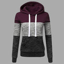 Pullover Casual Women Long Sleeve Hit Color Stitching Drawstring Winter Hoodies