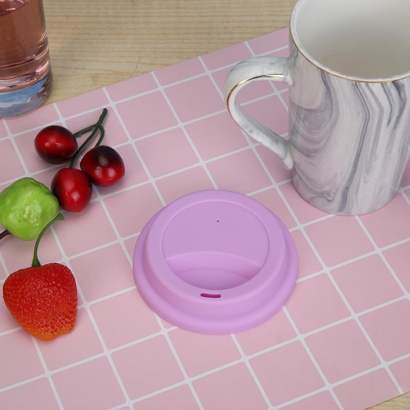 Wheel Silicone Cup Lids Heat-resistant Dust-proof Bowl Cover (Pink Purple) Newly