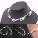 Women Men Fire Flame Necklace Hip Hop Rock Jewelry Accessories Wave Sun Choker
