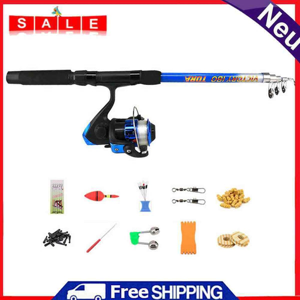 Spinning Fishing Rod Combo Fishing Tackle Pole with Hooks Reel Floats Full Kits