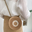 Circle Straw Woven Messenger Bag Women Summer Beach Round Rattan Crossbody Bags