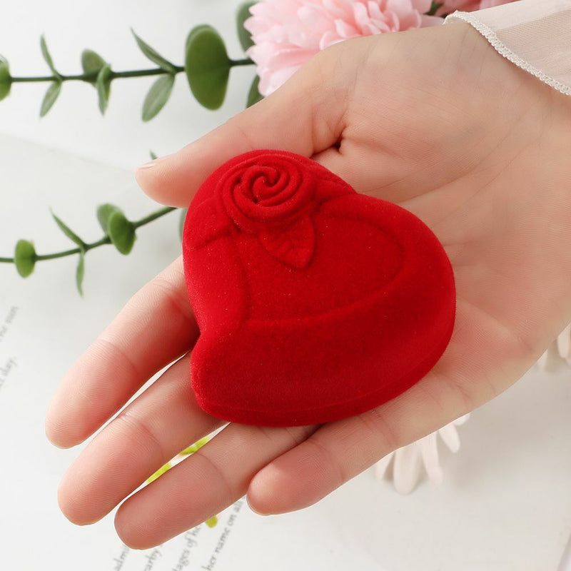 Exquisite Double Ring Storage Box Ring Display Box Velvet Jewelry Box Red Rose