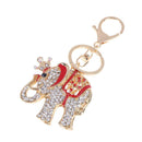 Crystal Rhinestone Elephant Key Chains Women Bag Car Pendant Keyring(Red)