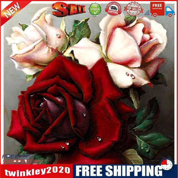 5D DIY Full Drill Diamond Painting Rose Flower Cross Stitch Embroidery Kits